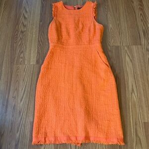 J‎ Crew Sheath Dress Orange Textured Tweed Midi Size 4 NWOT Summer Spring Easter
